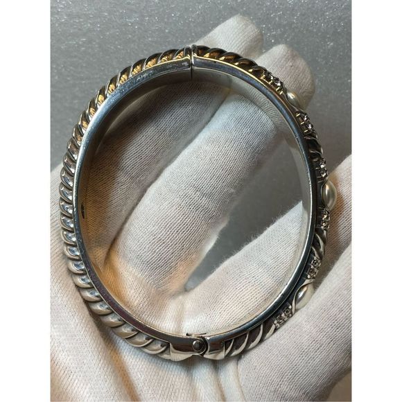 Brighton Textured Faux Mabe Pearl Tension Bangle - Picture 6 of 10